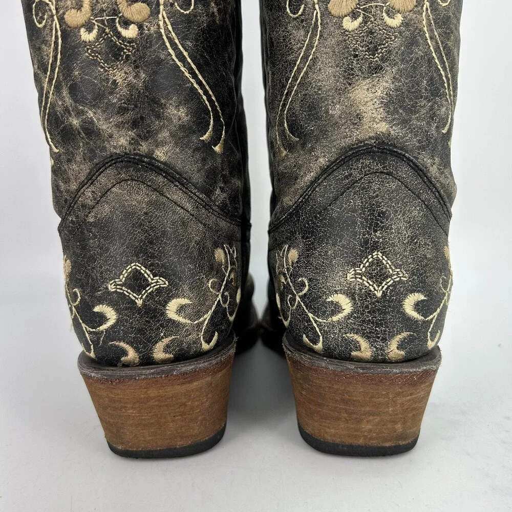 Circle G Boots Womens Size 7.5 L5048 Embroidered Crackle Western Cowgirl Leather